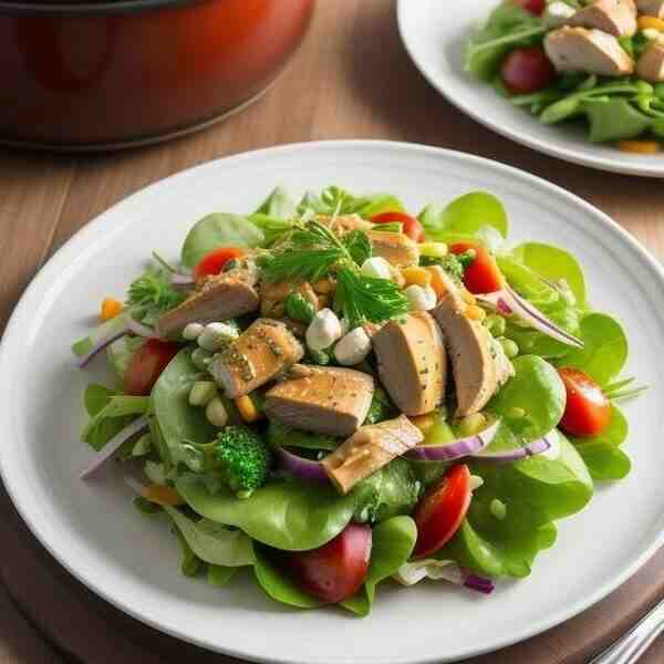 Овощной салат с копченой курицей Любимый